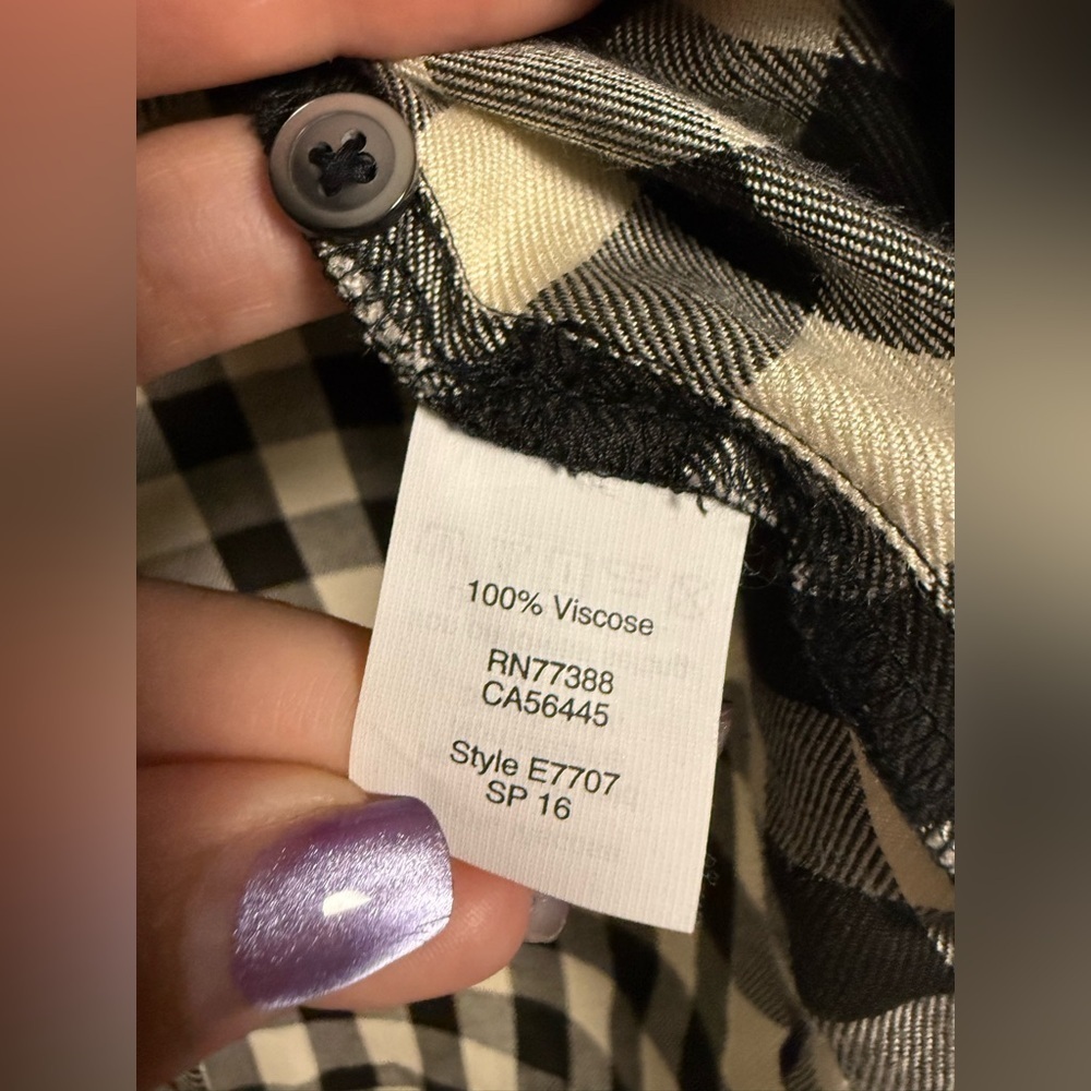 Madewell Black and White Buffalo Plaid Oversized Button Up Top XS - Picture 6 of 8